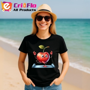 Tricou Cireasa de vara amuzanta yoga, Fructe, Copii | Dama, culoare negru - Img 11