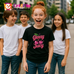 Tricou Cireasa Lucioasa si zemoasa, Fructe, Copii | Dama, culoare negru - Img 5