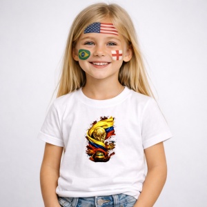 Tricou Colombia World Cup Fifa 2026, din bumbac 100%, tricou alb, Copii | Dama | Barbat