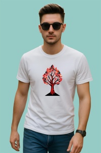 Tricou Copac Rosu Ilustratie Simetrica, Copii | Dama | Barbat - Img 1