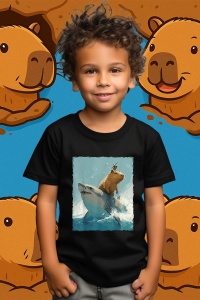 Tricou copii Capybara - Calareste un rechin - Img 1