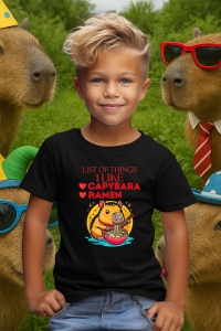 Tricou copii Capybara - Lista lucrurilor care imi place : ramen si capybara hawaii