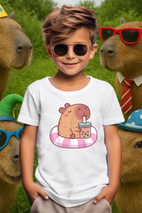 Tricou copii Capybara - pe un colac - Img 3