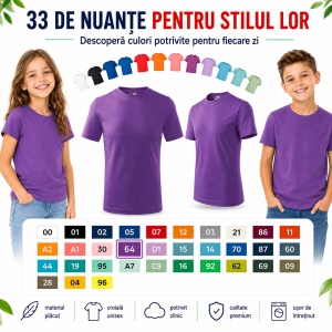 Tricou Copii Clasic Basic Kids, Băiat/Fată, Bumbac 100% Confortabil, 160 g/m², Mărimi 4–12 ani - Img 10
