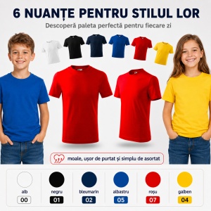 Tricou Copii Classic Malfini – 100% Bumbac, Mânecă Scurtă, Fete și Băieți, 6 Culori - Img 6