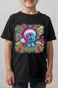 Tricou copii craciun - NEON CHRISTMAS MARIO - mario, craciun, distractie, copii