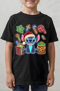 Tricou copii craciun - NEON CHRISTMAS STITCH GIFTER - tricou, copii, craciun, personaje