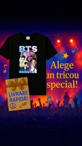 Tricou copii cu formatia BTS ARMY , din bumbac 100% - Img 7