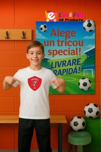 Tricou copii cu logo stema AC Perugia Italia, din bumbac 100% - Img 9