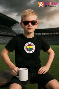 Tricou copii cu logo stema Fenerbahçe Turcia, din bumbac 100% - Img 4