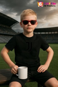 Tricou copii cu logo stema Juventus FC Italia, din bumbac 100% - Img 4