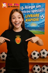 Tricou copii cu logo stema Rcd mallorca Spania, din bumbac 100% - Img 5