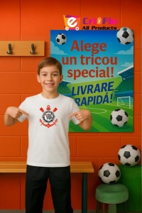 Tricou copii cu logo stema Sport Club Corinthians Paulista Brazilia, din bumbac 100% - Img 10