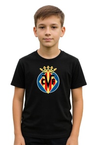 Tricou copii cu logo stema Villarreal_CF Spania, din bumbac 100% - Img 2