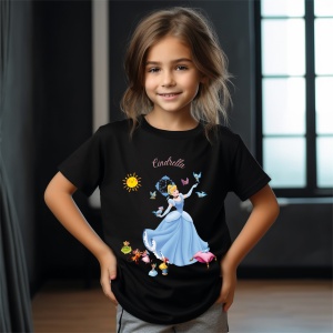 Tricou copii din bumbac 100%, personalizat cu Cenusareasa - Cadou