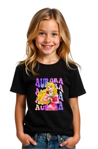Tricou Copii din bumbac 100%, personalizat cu personajul Aurora - Img 2