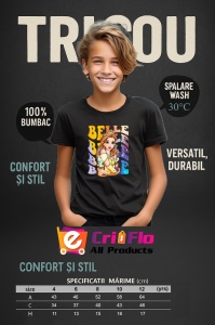 Tricou Copii din bumbac 100%, personalizat cu personajul Belle 1 - Img 9