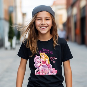 Tricou copii din bumbac 100%, personalizat cu Princess and Unicorn - Cadou