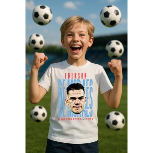 Tricou Copii din bumbac cu fotbalistul Ederson Santana de Moraes-Manchester City - Img 6