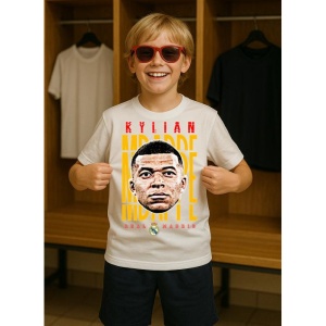 Tricou Copii din bumbac cu fotbalistul Kylian Mbappe-Paris Saint-Germain - Img 7