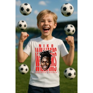 Tricou Copii din bumbac cu fotbalistul Nicholas Nico Williams Arthuer-Athletic Bilbao
