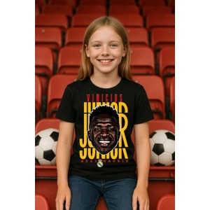 Tricou Copii din bumbac cu fotbalistul Vinicius Jose Paixao de Oliveira Junior-Real Madrid