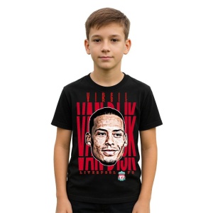 Tricou Copii din bumbac cu fotbalistul Virgil van Dijk-Liverpool FC - Img 2