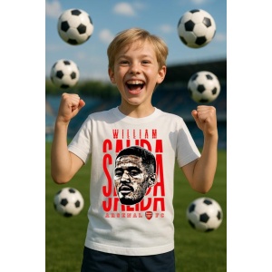 Tricou Copii din bumbac cu fotbalistul William Alain Andre Gabriel Saliba-Arsenal FC - Img 6