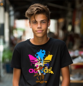 Tricou copii din bumbac personalizat haios Coyote & Roadrunner - Cadou - Img 5