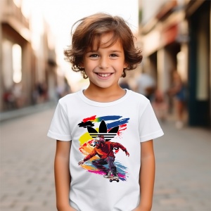 Tricou copii din bumbac personalizat haios Rainbow Skater - Cadou - Img 2