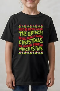 Tricou copii - Grinch never Hates - Crăciun, modă, stil, cadouri, sărbători, festiv