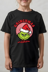 Tricou copii - Grinchmas vibes - Crăciun, modă, stil, cadouri, sărbători, festiv - Img 2