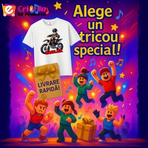 Tricou Copii Roblox Flacara Pe Moto din bumbac 100% - Img 10
