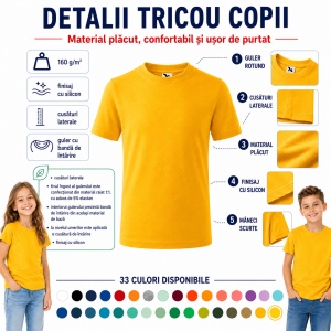 Tricou Copii Simplu din bumbac pentru Fete 135 - Img 3