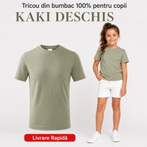 Tricou Copii Simplu din bumbac pentru Fete 135 - Img 23