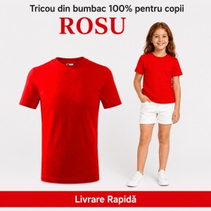 Tricou Copii Simplu din bumbac pentru Fete 135 - Img 33