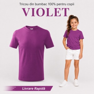 Tricou Copii Simplu din bumbac pentru Fete 135 - Img 43