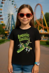 Tricou Copii Tralalelo Tra la la Bombadiro Crocodilo Meme Crocodilo Funny Italian Brainrot T-Shirt - Img 3