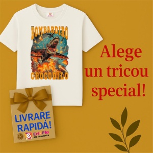 Tricou Copii Tralalelo Tra la la Bombadiro Crocodilo Meme Crocodilo Fire - Italian Brainrot T-Shirt - Img 7