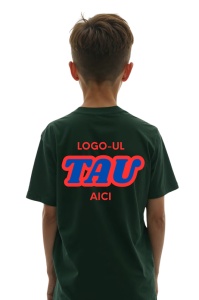 Tricou copii verde personalizat cu logo-ul companiei - Spate