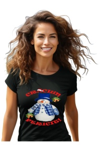 Tricou Craciun dama - Merry Christmas Snowman