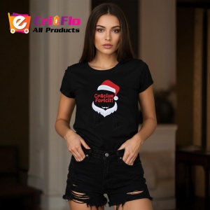 Tricou Craciun Fericit Mos Simplu, din bumbac 100%, tricou negru, Dama | Barbat - Img 5