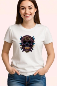 Tricou Craniu cu ochelari negri si trandafiri rosii Copii | Dama | Barbat - Img 3