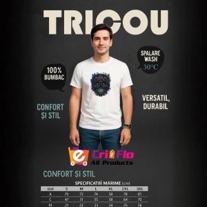 Tricou Craniu decorat in albastru si violet fundal artistic Copii | Dama | Barbat - Img 7
