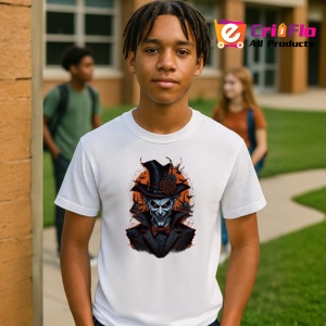 Tricou Craniu gotic cu palarie si fundal inchis Copii | Dama | Barbat