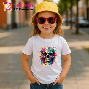 Tricou Craniu inflacarat cu pete de vopsea fundal alb Copii | Dama | Barbat - Img 11