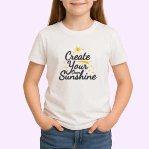 Tricou Create Your Own Sunshine Text Galben Gri, din bumbac 100% , tricou alb pentru Copii | Dama | Barbat