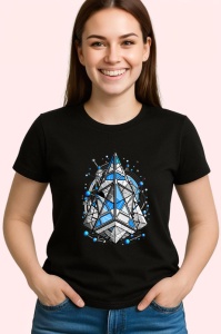 Tricou Cristal Geometric Albastru Abstract, Copii | Dama | Barbat, culoare negru - Img 4