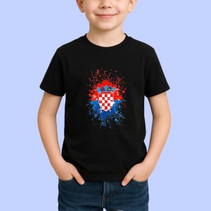 Tricou Croatia Steag Splash Art, Copii | Dama | Barbat, culoare negru - Img 3