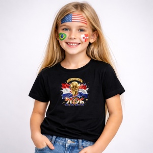 Tricou Croatia World Cup 2026 Fifa V2, din bumbac 100%, tricou negru, Copii | Dama | Barbat - Img 2